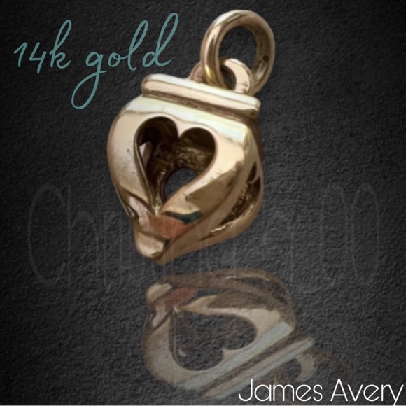 NEW 14k gold finial James Avery open heart box top charm or pendant UBER RARE - Picture 1 of 11